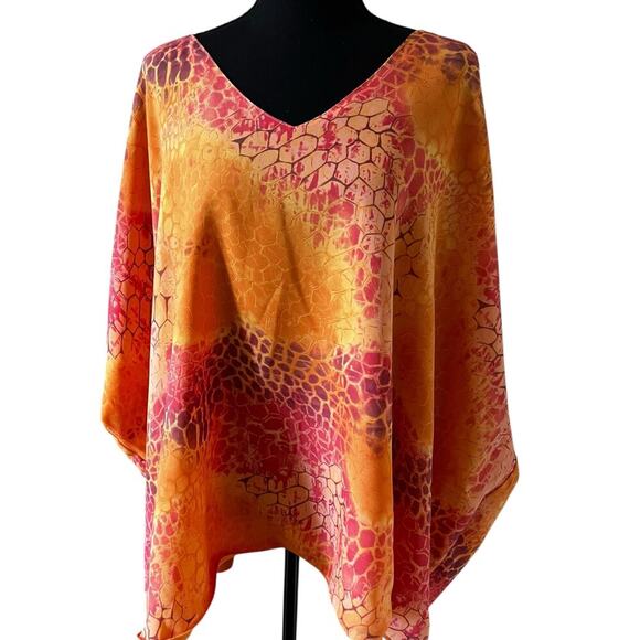 Hutton Wilkinson Women’s Reversable Handkerchief Top Orange Size 1X - Picture 2 of 9